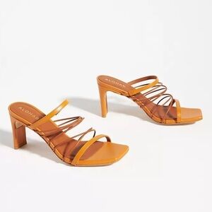 NWOT Alohas Anthropologie Strappy Orange/Brown Leather Heels